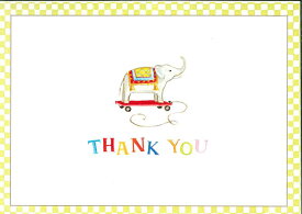 【グリーティングカード　輸入カード　サンキューカード】アメリカ Caspari（カスパリ）定型サイズ　封筒付き　感謝　ありがとう　サンキューカード　Elephant Toy