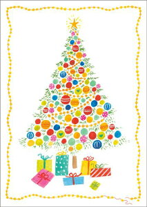 Caspari カスパリ 輸入クリスマスカード グリーティングカード 二つ折り 定形 おしゃれ 北欧 アメリカ 可愛い 高品質 シーズングリーティング スイスプリント ツリー Bright Tree