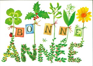 Cartes d'Art JehA[g NX}X|XgJ[h tX p BONNE ANNEE 悢N@VN߂łƂ  Louise Deletang