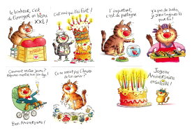 【ポストカード　輸入カード　7種　7枚　】 フランス　CAT POST CARD　Cartes d'Art 定型サイズ　ネコ　猫のカード