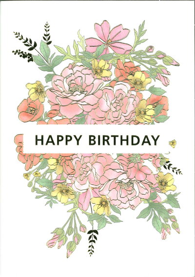 楽天市場 バースデーカード グリーディングカード 輸入カード 誕生日 オランダ Quire クワイヤー 定型サイズ 封筒付き 箔押し エンボス加工 Mac Classic Birthday 花柄 ハート Best Wishes成城 楽天市場店