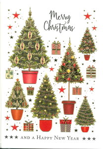 【クリスマスカード】QUIRE(クワイヤー) Mac Classic グリーティングカード 輸入 海外 オランダ 定形サイズ 封筒付き 二つ折り 箔押し エンボス加工 高級感 カラー封筒 クリスマスツリー Merry C