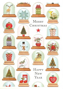 【クリスマスカード】QUIRE(クワイヤー) Mac Classic グリーティングカード 輸入 海外 オランダ 定形サイズ 封筒付き 二つ折り 箔押し エンボス加工 高級感 カラー封筒 スノードーム Merry Christm