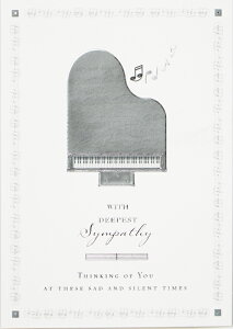 【お悔やみカード】QUIRE(クワイヤー) IVORY WHITE グリーティングカード 輸入 海外 オランダ 定形サイズ 封筒付き 二つ折り 箔押し エンボス加工 高級感 シンパシー キリスト教 音楽 ピアノ
