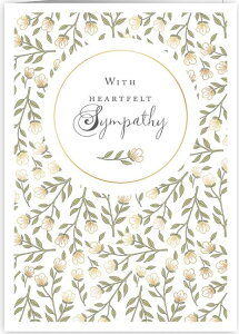 【お悔やみカード】QUIRE(クワイヤー) IVORY WHITE グリーティングカード 輸入 海外 オランダ 定形サイズ 封筒付き 二つ折り 箔押し エンボス加工 高級感 シンパシー キリスト教 花柄 Little Flowe