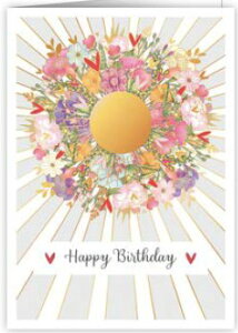 【バースデーカード】QUIRE(クワイヤー) Mac Classic グリーティングカード 輸入 オランダ 定形サイズ 封筒付き 二つ折り 箔押し エンボス加工 高級感 誕生日 Happy Birthday 花 たくさん フラワー