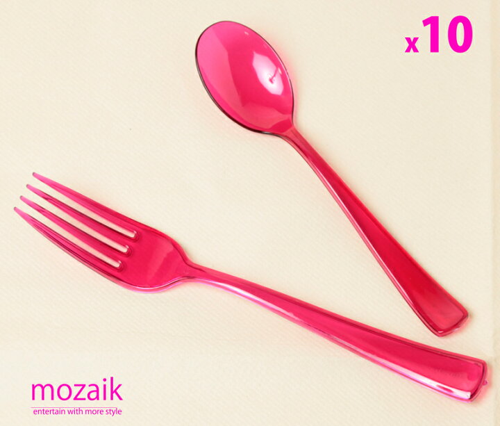 楽天市場】Mozaik カラフル カトラリー 10本入り ラズベリー 