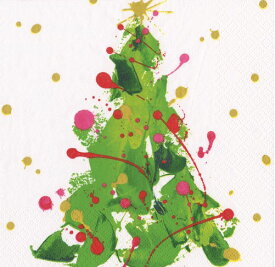 Caspari カスパリ ペーパーナプキン ランチサイズ 33x33cm 20枚入 デコパージュ おしゃれ テーブルコーディネート 紙ナプキン ドイツ 可愛い お茶会 パーティー 高品質 ラッピング クリスマス クリスマスツリー Splatter Tree マサキリョウ