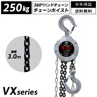 360度回転操作可能 チェーンブロック 0.25t 揚程2.5m 250kg グレード100 軽量 小型 VX 手動式 レバーホイ…