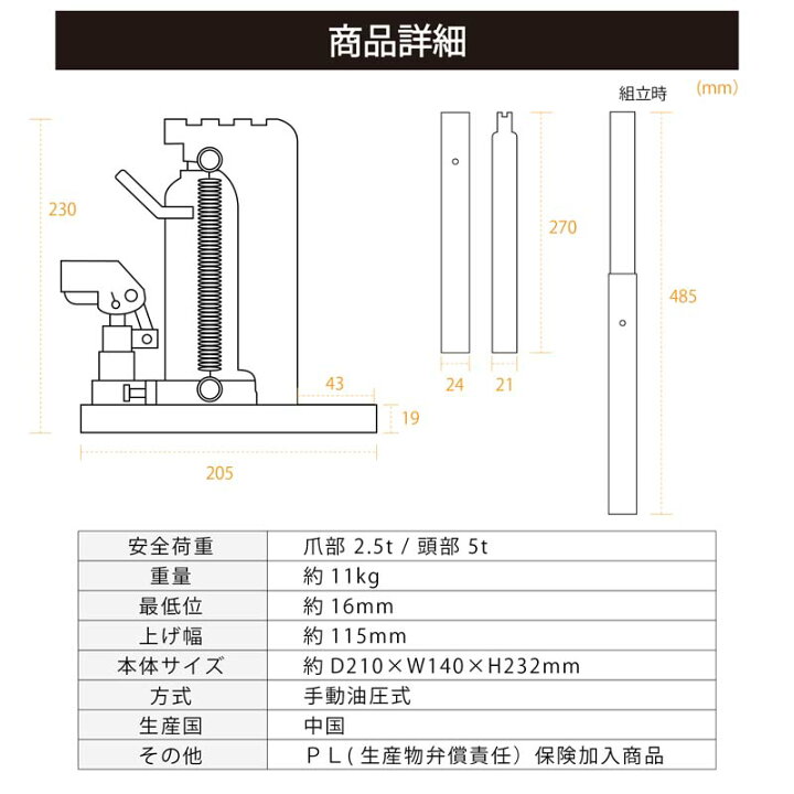 楽天市場】【ベスト・アンサー公式】油圧ジャッキ 爪部 2.5t ヘッド部 