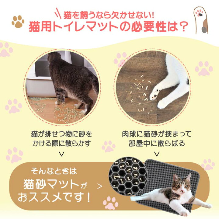 ペット用マット 足型 グレー 灰色 猫砂の飛散り防止 トイレマット 猫犬 玄関 通販