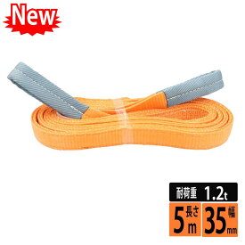 スリングベルト 35mm 5m 使用荷重1200kg 高品質 ナイロンスリング ベルトスリング 繊維ベルト 吊ベルト 長さ5m 運搬ベルト 運搬スリング 吊具 長さ5m 警告線 吊りベルト 玉掛け クレーン 荷締・牽引器具 吊り上げ アイリング