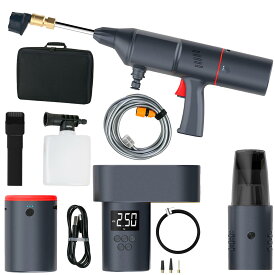 高圧洗浄機 コードレス 充電式 6in1ノズル 15200mAh バッテリー Type-C急速充電 強力噴射 ハンディクリーナー 19000pa 超強力吸引 電動エアーポンプ 車 自転車 バイク 洗車 コンプレッサー 高性能 軽量 収納ケース付き 持ち運び便利