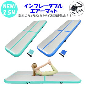 【在庫一掃SALE】 最安挑戦中！ 体操マット エアーマット 2.5M エアートラック トレーニング 空気入れ インフレータブル 体操マット 室内 運動 キャンプ 防水 防潮 防災 水上 ヨガ ダンス 武道 フィットネス 誕生日 クリスマス プレゼント 体操 ラグ 子供 学校 社団