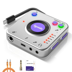 Synido Live Dock A20 �I�[�f�B�I�C���^�[�t�F�[�X�b24bit/96kHz Type-C �ڑ� �X�}�z�E�A�N�V�����J���������^�� �[�d�������p�� �y��E�}�C�N���͒[�q���� ���C�u�z�M DJ �^�� ���y���� iPhone iPad Android 