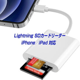 iPhone iPad SD カードリーダー アプリ不要 2in1 使用説明書付き TFカード カメラリーダー microSD iPad Mini Air Pro対応 Lightning ライトニング アイフォン アイパッド 写真 転送 |L |pre