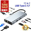 USB Type-C ハブ HDMI VGA 高速LAN 11-IN-1 [ 4K HDMI＋VGA＋USB 3.0 ×3＋USB-Cデータ＋ギガビットLAN＋TF/SDカードリーダー＋オーディオ＋PD充電 100W対応 ] タイプc usbc hdmiケーブル 変換 アダプタ thunderbolt3-4 Apple MacBook Mac Book Pro iMac |L |pre