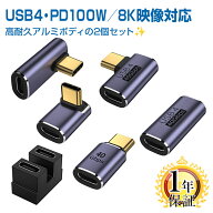 楽天1位獲得 USB Type-C 角度 変換アダプター 同型2個セット 90度 270度 オス メス USB4対応 40Gbps 高速…