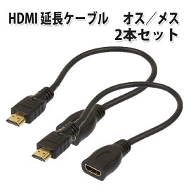 HDMI 延長 ケーブル 30cm [2本セット] 金メッキ ハイスピード タイプA オス メス 接続 コード |L