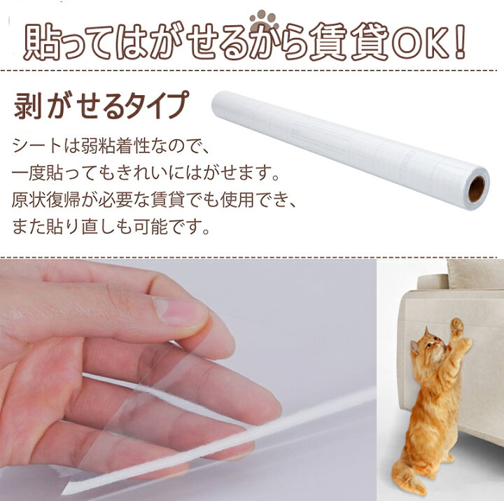 楽天市場 壁紙保護シート 透明 はがせる 猫 爪研ぎ防止シート 大判サイズ 幅60cm 長さ3ｍ 賃貸入居 壁紙保護 壁汚れ防止 落書き防止 剥がせる 爪とぎ防止シート透明 ペット ひっかき 防止 はがせるタイプ壁 家具 柱 机 ドア Thebestday楽天市場店