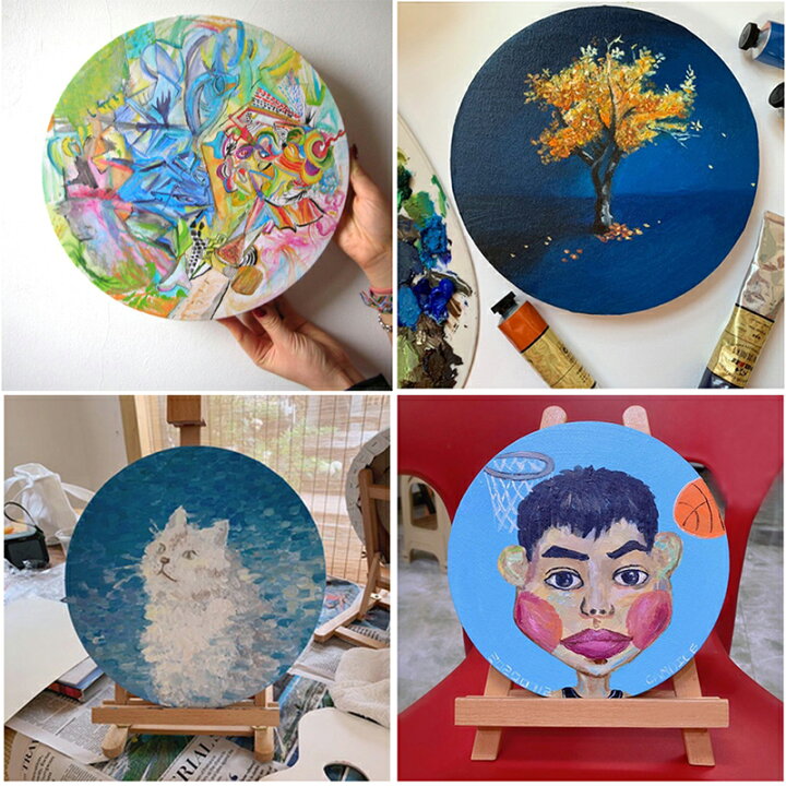 楽天市場】張りキャンバス 絵画ボード 円形 5枚セット キャンパス 綿 