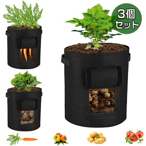 不織布ポット プランター不織布 野菜 植え袋 植物栽培バッグ 【3個セット】 4ガロン 10ガロン フェルト 野菜栽培 バッグ ジャガイモ トマト ニンジン ガーデン 園芸 植物育成 野菜栽培 発育促