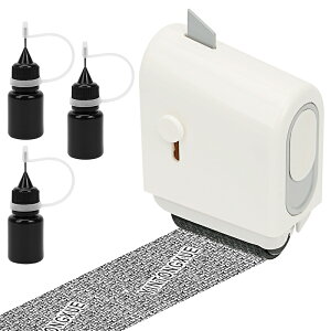 個人情報保護スタンプ 段ボールカッター付き 伸縮式 1台2役 玄関先便利グッズ ローラー式 安全設計 40mm広幅ローラーで効率UP 専用の5mlインクカートリッジ3本付属 大容量 経済的 開梱も隠蔽
