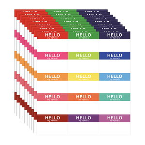 名札ラベル シール 40枚 150枚 ネームラベル 手書き 分類 名札 ステッカー イベント パーティー 同窓会 運動会 衣服 貼って剥がせる 名前シール 色鮮やか カラフル 簡単 幼稚園 学校 オフィス