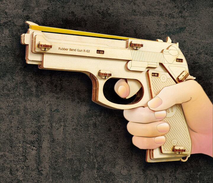 楽天市場】木製 輪ゴム 銃 9連式 連発式 連発 ピストル 木工 工作  