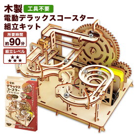 工作キット アーテック 木製 電動 デラックスコースター 自由研究 組み立てキット 手作り ビー玉転がし ビー玉 迷路 ピタゴラス 科学工作 木工 知育玩具 レール 男の子 女の子 子供 小学生 夏休み 宿題 室内 遊び おもちゃ ギフト 58859