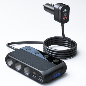 BESTEK �V�K�[�\�P�b�g 3�A 9in1 148W USB �ԍڏ[�d�� ���� �J�[�`���[�W�� PD30W��QC3.0�Ή� 12V/24V�ԑΉ� �V�K�[���C�^�[�\�P�b�g LED�d���\���@�\�t�� ���S�ی�݌v �}���[�d BTTR65