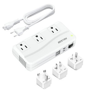 BESTEK �y�o�ώY�Əȏ��F�ς݁z �C�O���s�p �ψ��� 250W �C�O �R���Z���g �ϊ��v���O BF A O �^�C�v�t�� C �^�C�v �v���O�����R�[�h�t�� USB-C 2�� USB-A 2�� AC �R���Z���g3�� 240V 230V 220V ���� 100V �~��