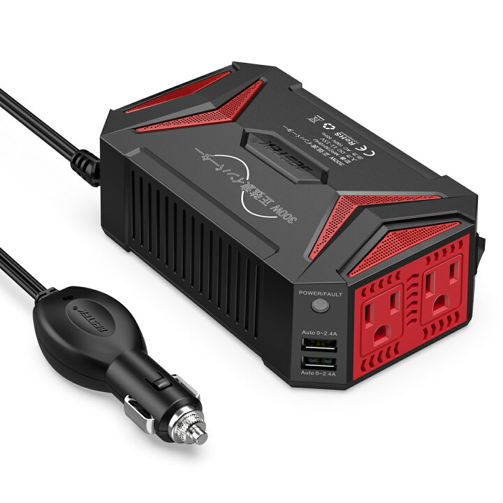 楽天市場】BESTEK 正弦波インバーター 300W DC12V 車載充電器 USB 