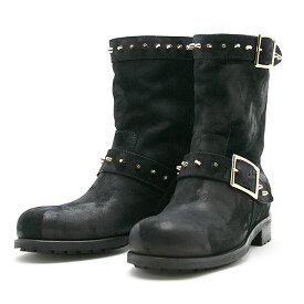 ★ポイント5倍★ジミーチュウ JIMMY CHOO【144DASH】 スエード ミドル バイカーブーツ ワックス加工 WAXED SUEDE W/STUDS DASH WDT BLACK【送料無料】 【あす楽対応】 【コンビニ受取】 【海外配送】 【国際配送】