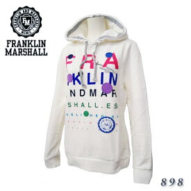 ★ポイント5倍★フランクリンアンドマーシャル FRANKLIN&MARSHALLレディース プリント プルオーバー パーカー 裏起毛 OLD WHITE ホワイト FLWB898FHLW11【送料無料】 【あす楽対応】 【コンビニ受取】 【海外配送】 【国際配送】