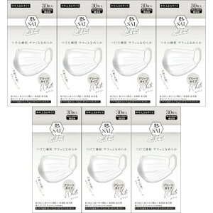 【7個セット】彩シルクプリーツマスク やや大きめ ホワイト 30枚入(4570084523659-7)