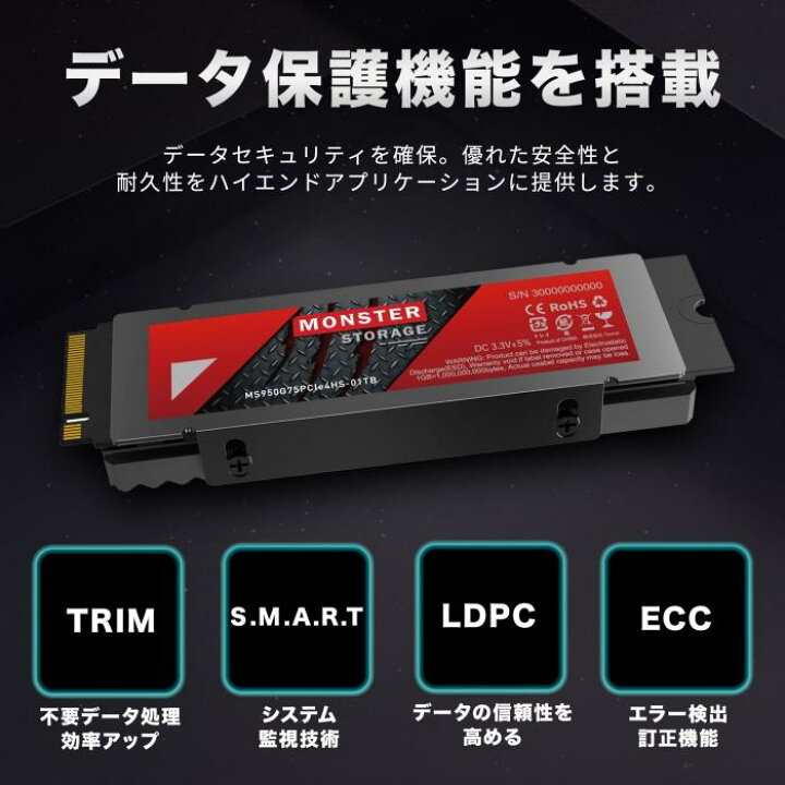 楽天市場】Monster Storage SSD 2TB ヒートシンク搭載 高耐久性 NVMe 