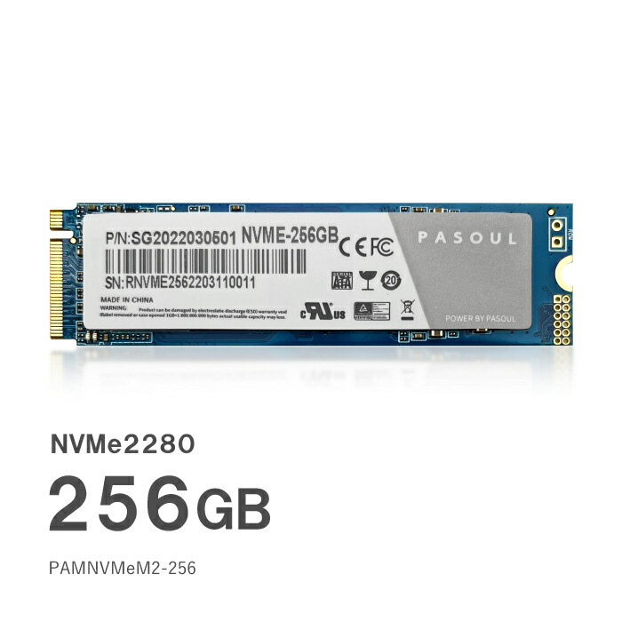 PASOUL SSD256GB NVMe M.2 2280 PCIe Gen 3.0 x2 3D TLC 省電力 最大読取り2000MB s 最大書込み1200MB PAMNVMeM2-256