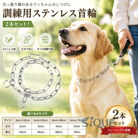 2本セット！訓練用首輪 犬用品 犬 首輪 ステンレス チェーン 引っ張り しつけ用 訓練 トレーニング 大型犬 簡単装着 中型犬 ベルジアン・マリノア ゴールデンレトリバー ロットワイラー