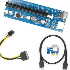 【2個セット】PCI-E 16x 8x 4x 1xパワードライザーアダプターカード、60cm USB 3.0延長ケーブル、ピンPCI-E - SATA電源ケーブル - GPUライザーアダプター