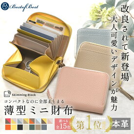 2H限定改良版超薄＼40%OFFクーポンあり／ 楽天一位 レディース ミニ財布 本革 レディース 極小 二つ折り財布 メンズ二つ折 カードケース カード入れ ミニウォレット コンパクト 小さい財布 じゃばら 小銭入れ お札折らない 金運アップ コインスルーじゃばら