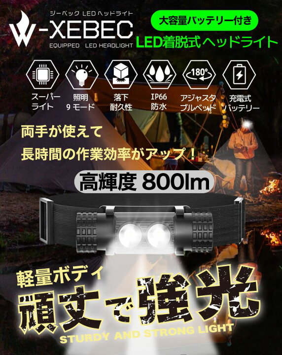 楽天市場】＼最大30%OFF／ ヘッドライト LED 充電式 ヘッドランプ 防水 