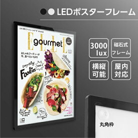 【事業再開応援価格！】LEDポスターパネル A1 W630mm×H880mm 薄型 ブラック 磁石式 光るポスターフレーム 電飾看板 バックライト ライトパネル 壁掛け ライティングボード 軽量 店舗看板 掲示 フォトフレーム 屋内 【法人名義：代引可】mgl-30r-bk