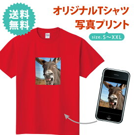 【本体色：レッド】 tシャツ 短袖 安い オリジナルTシャツ 写真 印刷加工 1枚から 送料無料 5.6oz tシャツ 写真入り 作成 自作 安い 運動会 Tシャツ 卒業記念品 好きな画像 プリント アプリ加工済OK ギフト プレゼント サプライズ 綿100％ コットン t085-p010