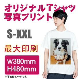 プレゼント オリジナルTシャツ 【ホワイト生地】写真プリントMAX 超特大サイズ クリスマス ロゴ 半袖 Tシャツ チームシャツ 作成 自作 コンサート お祝い 部活 卒業 プレゼント 記念品 おもしろ 1枚からOK！085cvt-ph-max