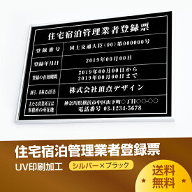 住宅宿泊管理業者登録票【シルバーx黒色】 W50cm×H35cm 選べる4書体 4枠 UV印刷 ゴールドステンレス仕樣 撥水加工 錆びない 看板 法定サイズクリア 宅地 建物 取引業者 金看板 宅建 標識 事務所用 jutaku-sil-blk