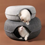 猫 ベッド ドーナツ 猫ハウス 犬 ベッド ペットベッド M L　ペット用品　キャットハウス　 　ドーナツ型 …