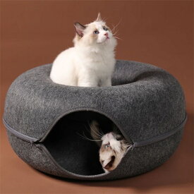 猫 犬 ペットベッド L 60cm M 50cm ペット用品　キャットハウス　フェルト製　ドーナツ型 キャット　猫用品　ペット用ベッド　トンネル　トンネル ペットトンネル フェルト製キャットハウス