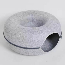 猫 ベッド ドーナツ 猫ハウス 犬 ベッド ペットベッド M L　ペット用品　キャットハウス　 　ドーナツ型 キャット　猫用品　犬用品 ペット用ベッド　トンネル　トンネル ペットトンネル フェルト製 キャットハウス 50CM 60CM