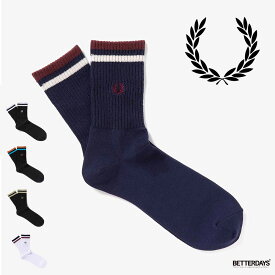 ソックス メンズ レディース フレッドペリー 靴下 ギフト マルチカラーティップドリブショートソックス FRED PERRY TIPPED RIB SHORT SOCKS 25-27cm 【国内正規品】